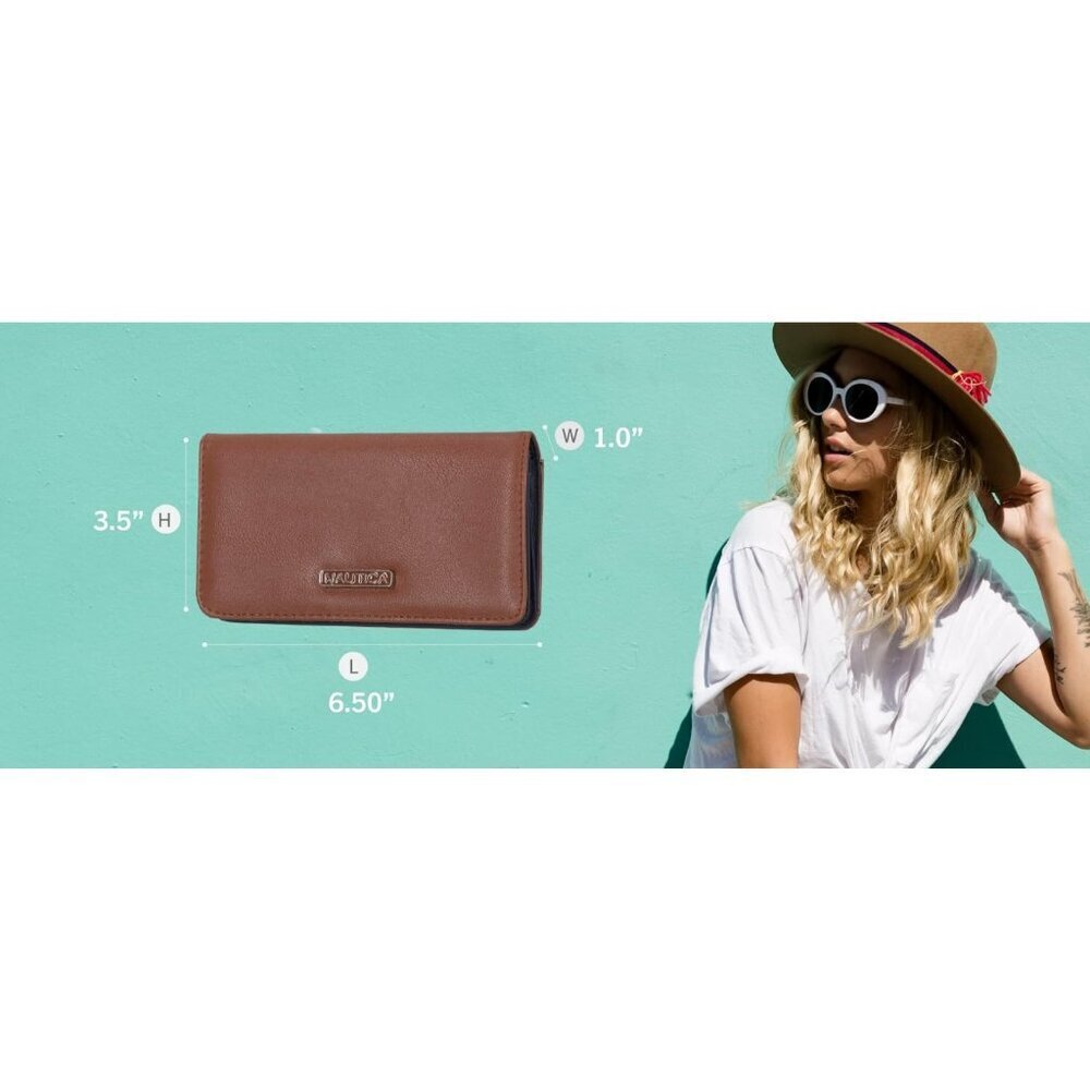 Nautica Seaside Slim Women's Wallet Black Embossed RFID Blocking Vegan Leather - Picture 2 of 6